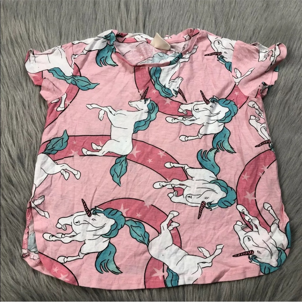 Zara Girls Sz 5 Pink Unicorn Short Sleeve T Shirt